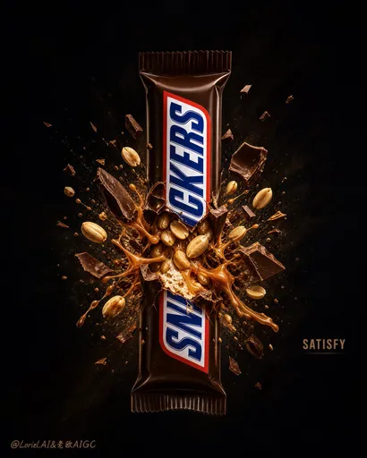 Create an ultra-premium commercial poster for BABY RUTH, pushing the Milk Cloud Orbit direction to the extreme while further enlarging the dark negative space, intensifying the red-and-gold contrast, and amplifying the central explosion tension. The image must feature one full-size Baby Ruth bar standing vertically in the exact center of the frame as the absolute hero, fully visible, front-facing, and brand-readable. The middle of the bar must burst open in a hyper-realistic explosive reveal, exposing roasted peanuts, dense caramel, nougat, and broken chocolate coating with maximum tactile richness. The final artwork must feel bold, craveable, jewel-like, cinematic, and collector-grade, with stronger center pressure, richer luxury color contrast, and a more dramatic dark-stage presentation. Use English-first branding only, with extremely minimal campaign text so the image remains effect-led.

Core composition:
Use a tall vertical composition with one Baby Ruth bar placed exactly on the center axis, standing upright and fully readable. Concentrate the explosion tightly around the middle section so all visual energy radiates from the center outward. Expand the surrounding dark empty space even further, letting the hero product and burst occupy a smaller, more concentrated central zone. The composition must feel like a precious object detonating inside luxury darkness, with the center under maximum pressure.

Hero product logic:
The Baby Ruth bar must read instantly and unmistakably as the hero product. Preserve the recognizable wrapper visibility and brand hierarchy, while allowing the center rupture to reveal the signature interior in extreme realism: thick caramel ribbons, dense roasted peanuts, rich nougat core, and sharply fractured chocolate shell. The product must feel heavy, tactile, indulgent, and physically believable, as if internal pressure has burst it open.

Milk Cloud Orbit enhancement:
Push all tactile qualities harder. The caramel must feel thicker, glossier, more elastic, and more physically weighted. The peanuts must feel more roasted, more natural, slightly oily, and more dimensional. The chocolate shell must show sharper break edges, denser coating thickness, and smoother premium finish. The nougat must feel denser and more indulgent. Fine crumbs, cocoa dust, and micro-particles must feel more luxurious, precise, and suspended in real space. Every surface should feel touchable and collector-grade.

Center explosion tension:
This is critical. Intensify the central burst so it feels tighter, more violent, and more visually compressed. The chocolate shell must crack outward with force, caramel must stretch between split surfaces like loaded tension, and peanuts must erupt from the core with believable directional energy. The center of the poster must feel like the single most dramatic millisecond of rupture, frozen in a premium campaign image.

Dark negative space:
Enlarge the dark surrounding area significantly. The outer frame should fall into rich, luxurious darkness so the eye is forced directly toward the center explosion. The empty space must feel intentional, cinematic, and expensive, making the hero product read more like a lit jewel object on a dark stage. Do not clutter the frame with extra props or large text.

Red-and-gold color impact:
Push the red-gold campaign atmosphere much harder. Keep the authentic Baby Ruth wrapper recognizable, but let the surrounding lighting, shadow atmosphere, and explosion field shift into a more intense burnt crimson, deep cherry red, antique gold, and dark cocoa palette. The contrast between deep red shadow and golden caramel highlights must feel richer, hotter, and more luxurious than before, while still staying premium and controlled.

Typography and branding:
Use English-first typography with an extremely short headline only, such as “BREAK THE CRAVE” or “GOLDEN IMPACT”. Keep the text minimal, discreet, and secondary to the product. The Baby Ruth logo on the wrapper remains the dominant readable brand element. The layout must feel like a polished global candy campaign, not a retail sale poster.

Background:
Use a clean abstract luxury background built from deep crimson-brown, black cherry, dark cocoa, and warm shadow gradients. The background must remain stage-like and uncluttered, with only soft atmospheric depth and subtle tonal movement if needed. Everything must support the central bar and its burst.

Lighting:
Use extremely delicate but high-impact commercial lighting. Let a warm controlled key light shape the wrapper, caramel gloss, chocolate fractures, peanut surfaces, and floating particles with premium highlight rolloff. Add subtle gold-toned separation light around the explosion zone to carve the fragments out from the dark red background. The lighting must feel cinematic, rich, and expensive.

Material realism:
Push realism to the maximum. The wrapper must feel tactile and physically real. The chocolate shell must show believable thickness, smooth coating, and sharp broken edges. Caramel must feel sticky, heavy, elastic, and glossy. Peanuts must show roasted surface texture, natural irregularity, and subtle oil sheen. Nougat must feel dense and rich. Dust and crumbs must feel physically suspended and weighty.

Mood:
explosive indulgence, red-gold luxury tension, premium candy drama, jewel-like center impact, cinematic craving, collector-grade snack campaign

Rendering style:
ultra-premium candy advertising poster, Milk Cloud Orbit enhancement, centered vertical Baby Ruth bar, intensified middle explosion reveal, enlarged dark negative space, stronger red-and-gold campaign contrast, floating peanuts and caramel burst, broken chocolate shell, minimal campaign text, cinematic commercial lighting, world-class product realism, 8k

Negative prompt:
cartoon explosion, fake caramel, weak brand visibility, blurry wrapper, cluttered composition, cheap supermarket flyer style, bright busy background, low-detail peanuts, plastic-looking chocolate, excessive text, cropped product, distorted logo, low-resolution texture, chaotic debris, weak center impact, insufficient negative space