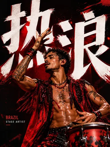 生成一张高端流行偶像字效封面海报。

主题：[music cover / idol visual / pop editorial / campaign concept]
方向：[动态红色字效封面 / 红底聚焦人像封面 / 动感偶像舞台海报 / 耳机流行编辑封面]
主标题：[填写主标题]
副标题：[填写短副标题]
版号小字：[填写期号 / edition / 少量小信息]
主体：[不同国家的成年年轻女性偶像 / 成年年轻男性偶像 / 流行艺人 / 表演者]
国家设定：[中国 / 韩国 / 日本 / 泰国 / 法国 / 美国 / 巴西 / 阿根廷 / 英国等]
气质：[bold / stylish / emotional / kinetic / youthful / graphic / editorial]
色彩系统：[红 / 白 / 黑 / 深红 / 柔白]

整体效果要像高级流行音乐视觉封面或时尚杂志海报。

使用超大字号排版，把文字作为画面结构的一部分，而不是单纯标题。

让人物与文字发生明显互动，可通过：
遮挡、穿插、裁切、透视、空间叠层、局部模糊、前后关系等方式实现。

整体排版干净、有冲击力，只保留少量辅助文字。

可选以下四种方向之一：

1. 动态红色字效封面
使用白色或米白背景，搭配超大红色粗体文字。
画面中是一位成年年轻女性或男性流行偶像，全身动态姿势，与大字形成强互动。

2. 红底聚焦人像封面
使用浓郁红色背景，呈现成年年轻偶像的近景或半身肖像。
加入优雅白色衬线文字，在眼睛位置加轻微聚焦框，氛围略梦幻，但眼神保持清晰。

3. 动感偶像舞台海报
使用强烈表演姿态和夸张透视，比如腿部、靴子或手臂更靠近镜头。
大字被身体局部切开，形成舞台视觉或音乐演出海报感。

4. 耳机流行编辑封面
使用佩戴耳机的成年年轻女性或男性偶像，近景或半身。
加入高挑竖排文字，与人物轮廓互动，再搭配1—2个小标签文字框，整体时尚但不拥挤。

避免：
廉价模板感、过多小字、杂乱构图、弱字体、假品牌Logo、畸形肢体、错误手指、塑料皮肤、贴纸元素堆砌。

要求：
大胆、干净、现代、具有设计感。

最终只生成一张完成度很高的独立海报。